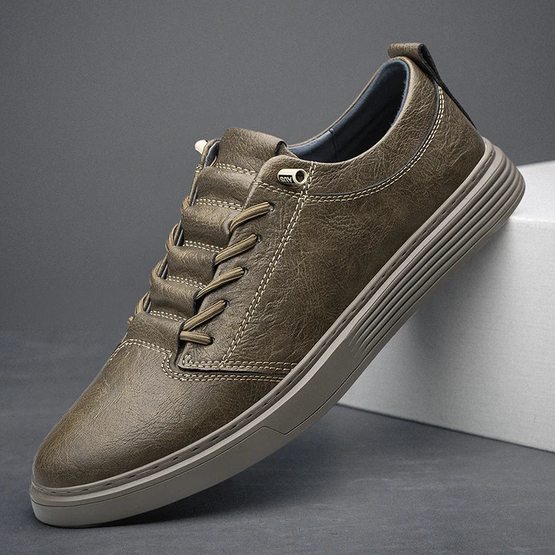 casual lederen sneakers geveterd simplistiek - Isaac