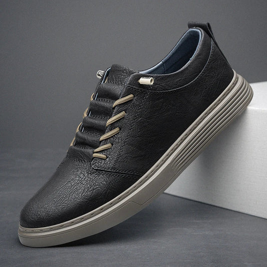 casual lederen sneakers geveterd simplistiek - Isaac